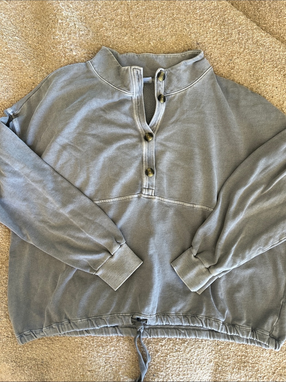 Old Navy Slate Gray Zip-Button Pullover Sweatshirt